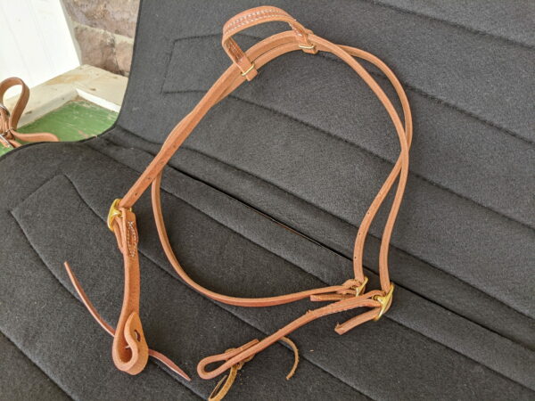 One Ear Leather Headstall with Throat Latch - Image 3